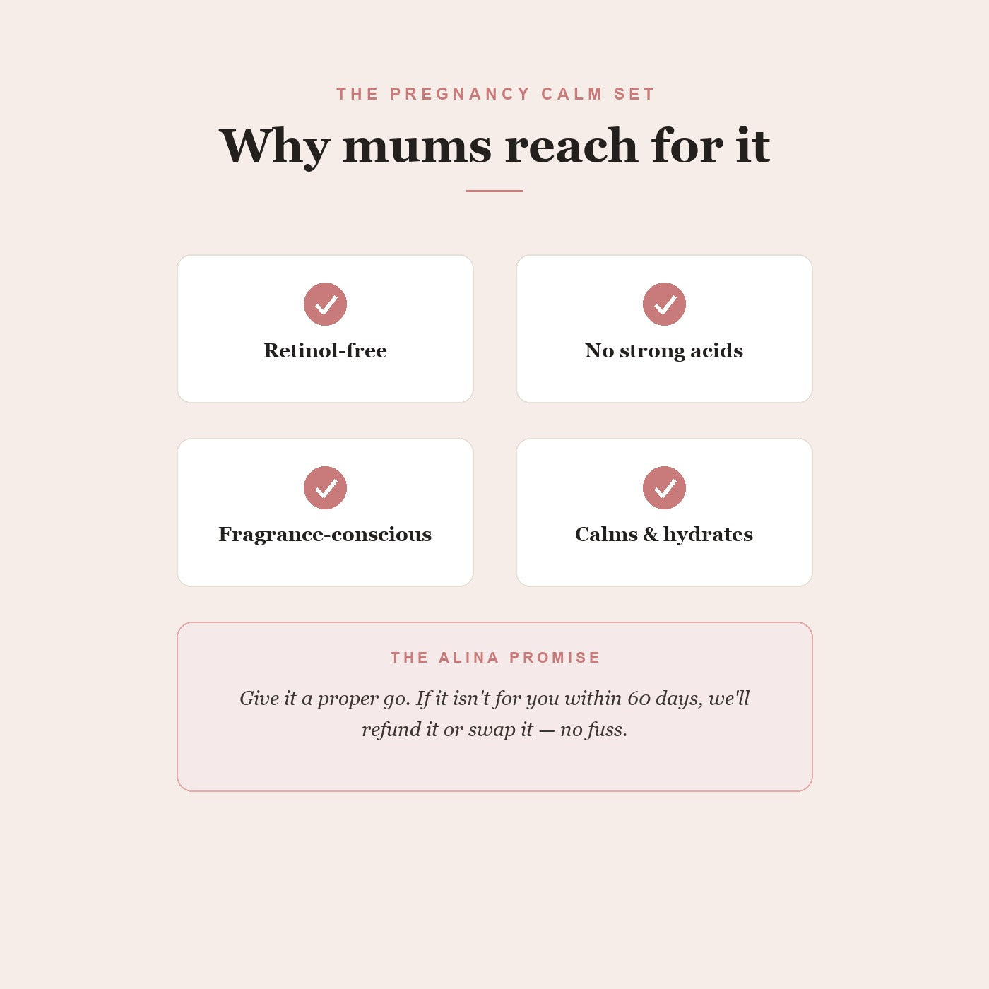 Why mums reach for the Pregnancy Calm Set — retinol-free, fragrance-conscious