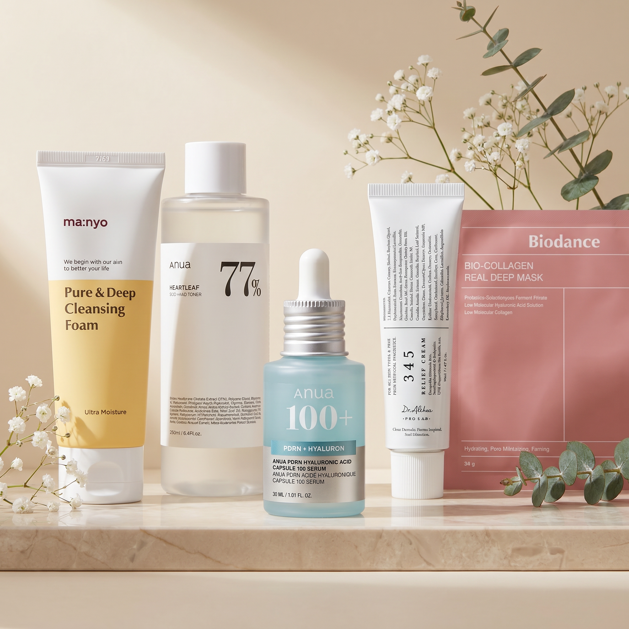 The 4-Minute Ritual — 5-piece K-beauty routine built around the Anua PDRN Capsule 100 blue-bottle serum