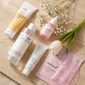 The Pregnancy-Safe Routine — Ma:nyo foam, Heartleaf toner, Medicube PDRN serum, Dr. Althea 345 cream, pink collagen gel mask