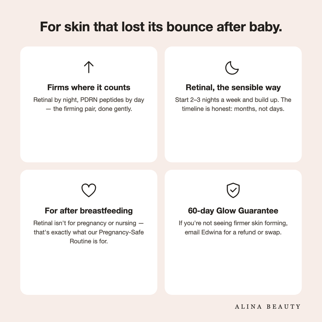 For skin that lost its bounce after baby — retinal done gently, for after breastfeeding