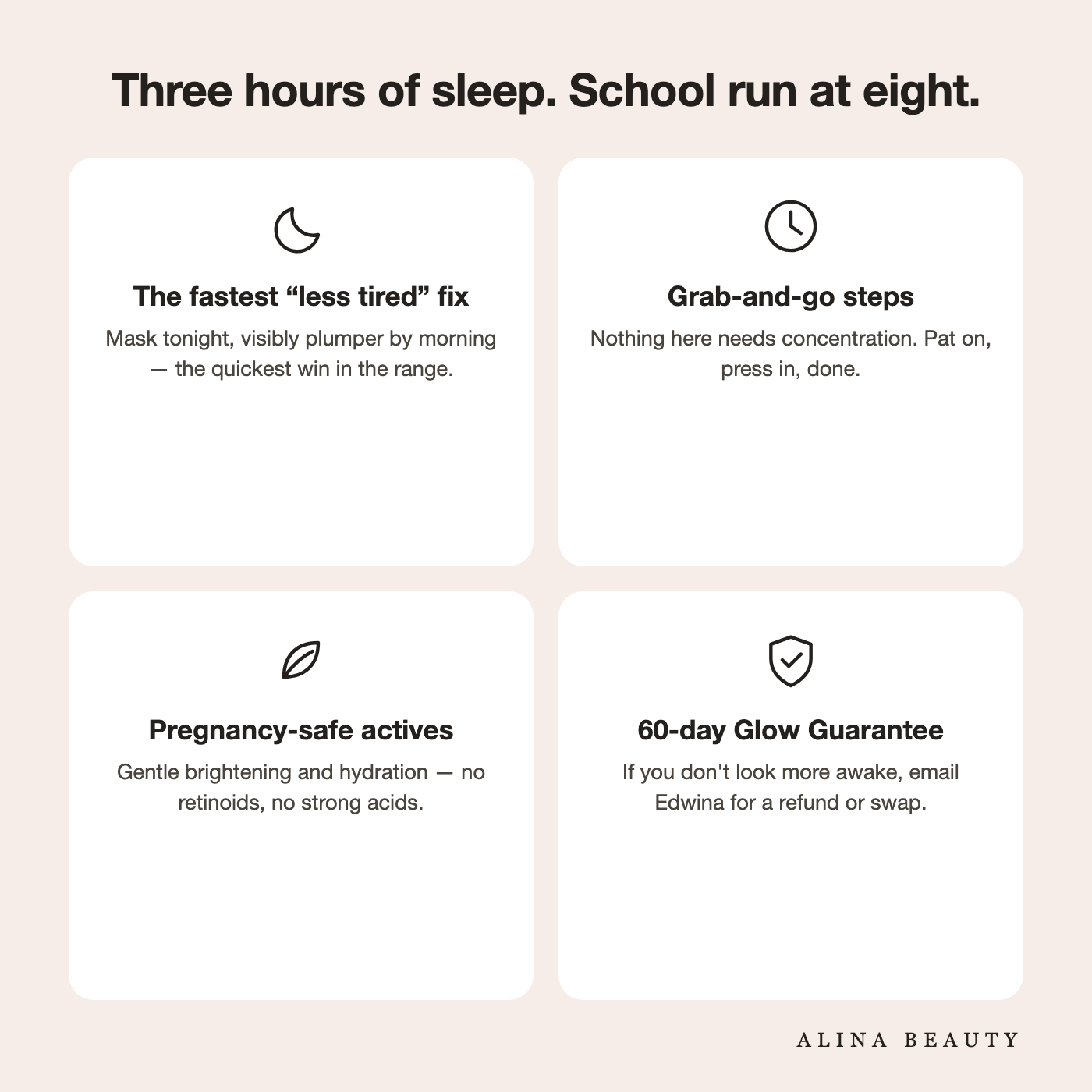 Three hours of sleep, school run at eight — the fastest less-tired fix, pregnancy-safe actives
